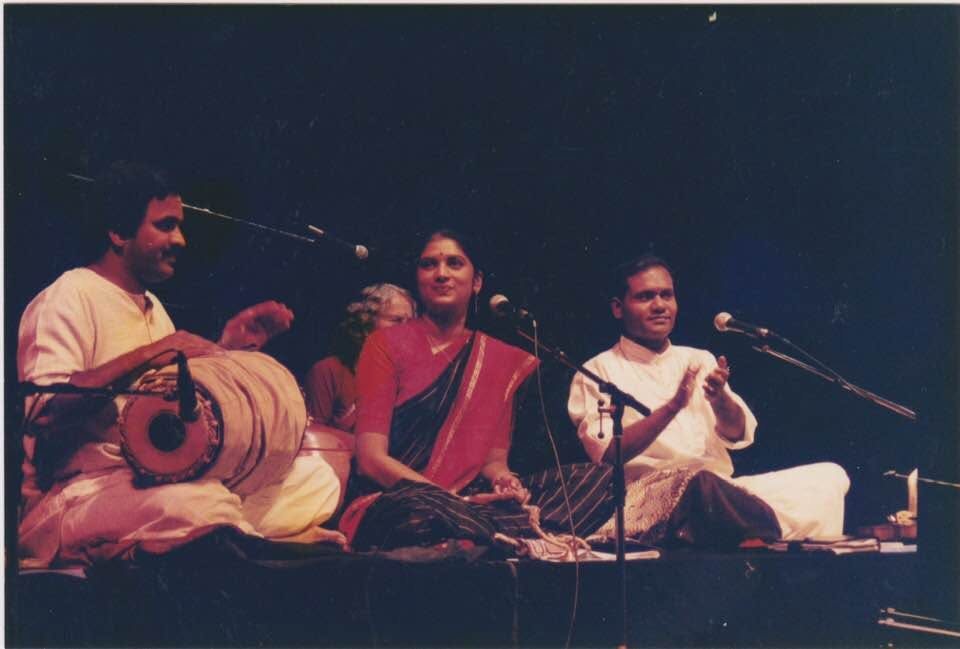 Archive photo: vocalist accompanied by mridangam and other musicians